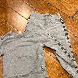 Splendid size 3 grey and black jogger set with stars on the arms and legs
